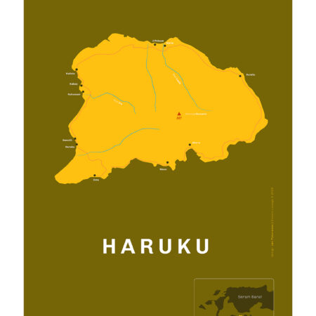 Haruku – minimalistische eilandkaart poster [A2 portrait]